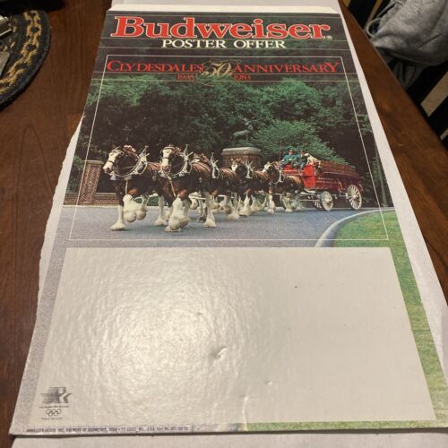 Budweiser Clydesdales Anniversary Vintage Poster Cardboard Display Advertising - Picture 3 of 6