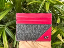 MICHAEL KORS JET SET TRAVEL COOPER TALL CARD CASE WALLET MK DARK RASPBERRY