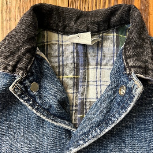 Vintage 90s Lee Denim Chore Jacket Kids Youth Small Flannel Lined Jean Coat - Picture 8 of 10