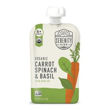 Organic Veggie Puree Baby Food Pouches - Carrot, Spinach, Basil - 12 Pack