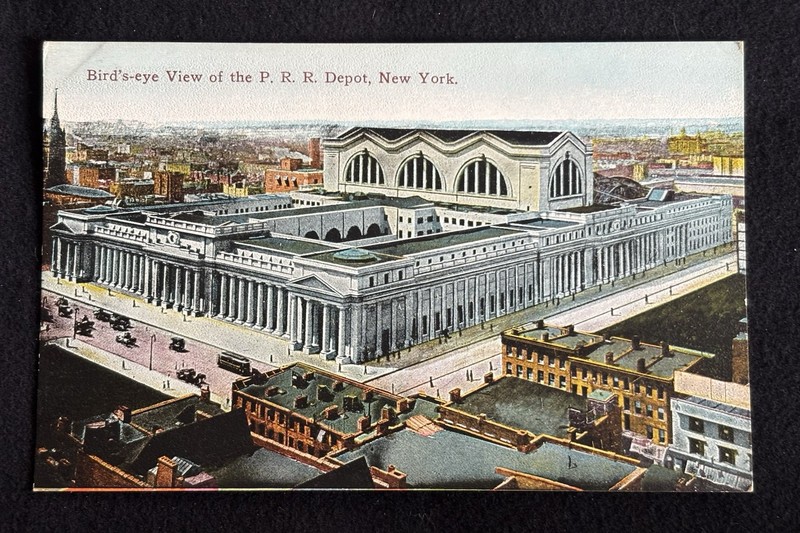 Vintage Postcard Bird's-eye View of the P.R.R. Depot New York NY c1910s