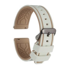 Silicone Watch Bands 20mm Soft Watch Bands with Black Buckle, Cream Brown