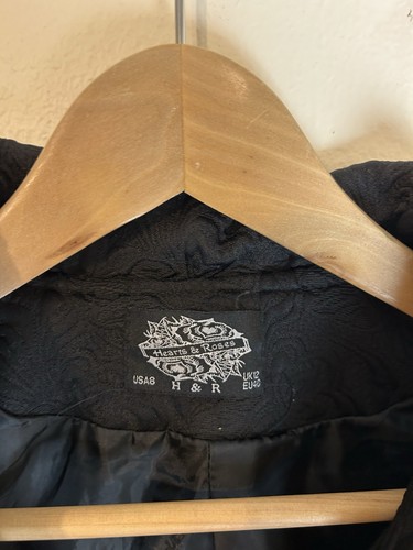 Hearts and Roses Jacke 8 L Steampunk Gothic Schwarz Damen Mantel Schnalle Steampunk - Bild 3 von 5