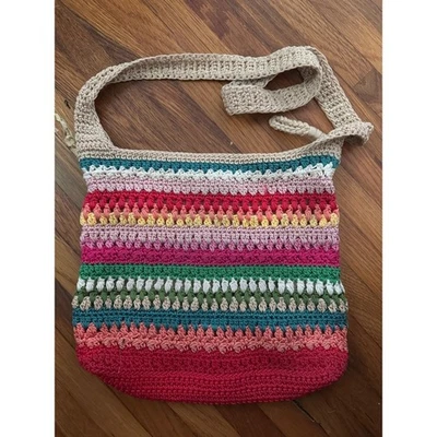 The Sak Crossbody Shoulder Bag Rainbow Multi-Color Striped Crochet Purse - Image 1 of 3