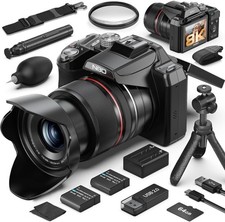 Digital Cameras 8K 64MP 16X Optical Zoom Autofocus WiFi 2 Batteries for Vlogging