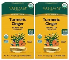 Vahdam India Infusions Turmeric Herbal Tea Ginger 2 Pack