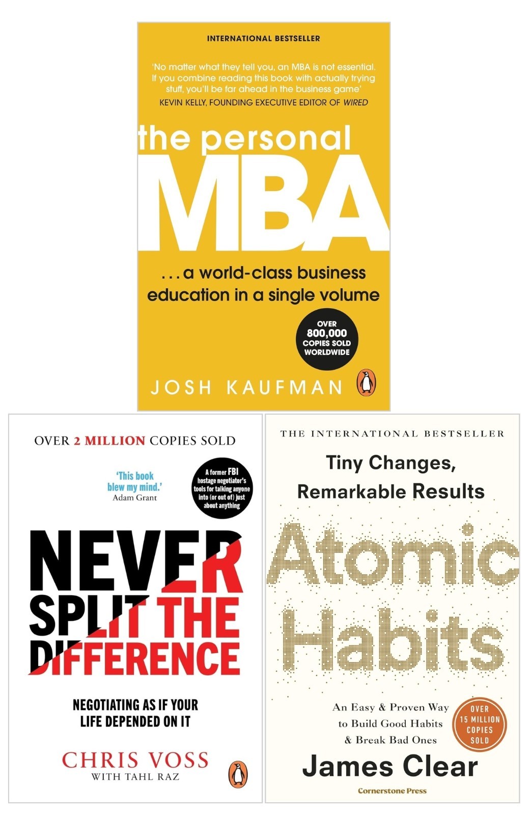 The Personal MBA, Atomic Habits and Never Split the Difference 3 Books Set