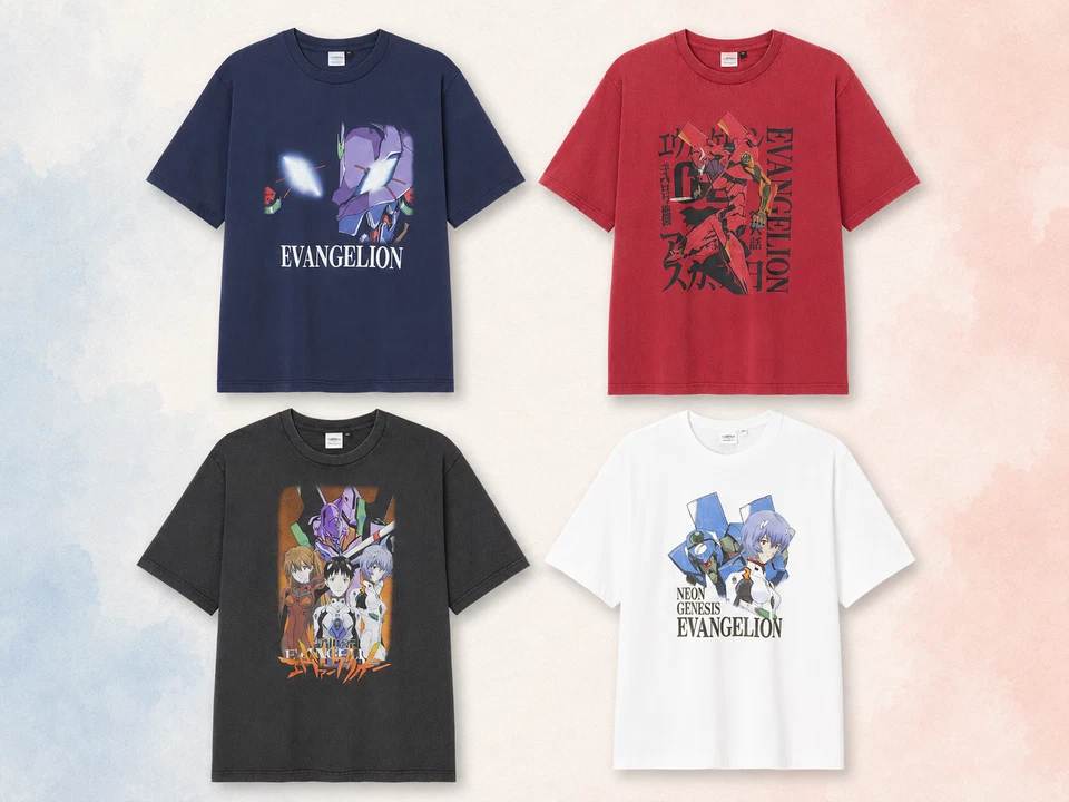T-shirt graphique délavé GU Japan EVANGELION anime streetwear coton neuf - Photo 1/1