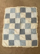 Vintage Handmade Baby Quilt Blue and Cream approx 34" x 38"