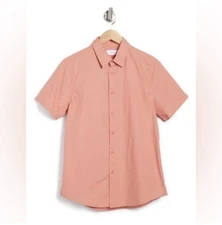 Onia Men's Garment Dye Poplin Shirt Button Front Rose Dawn Size Medium Cotton