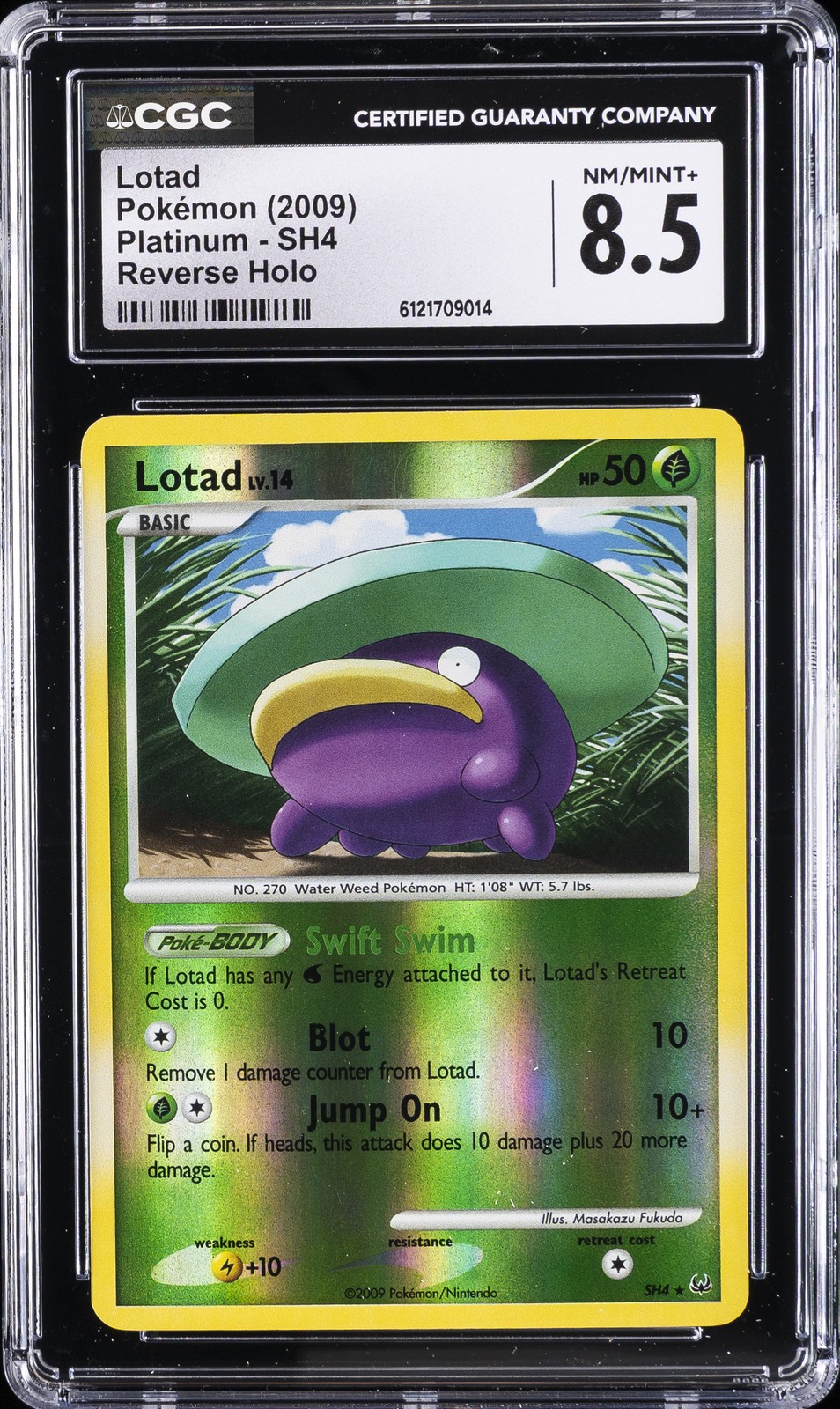 2009 POKEMON PLATINUM REVERSE HOLO #SH4 LOTAD CGC 8.5