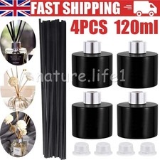 4X Black Empty Glass Reed Diffuser Bottles 120ml + 30X Reed Diffuser