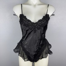 Victoria  s Secret Vintage Black Lace And Tulle Teddy Women  s Small Beaded
