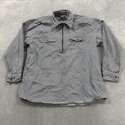 Five Brother Hickory Stripe Work Shirt 2XT Blue White Half Zip