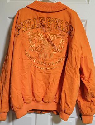 Men's Size 4XL Orange Pelle Pelle Premium Bomber Style Jacket