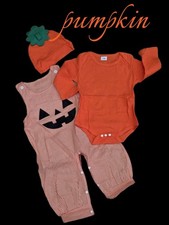 Baby Pumpkin Halloween 3pc fall Outfit Baby 6-9 months