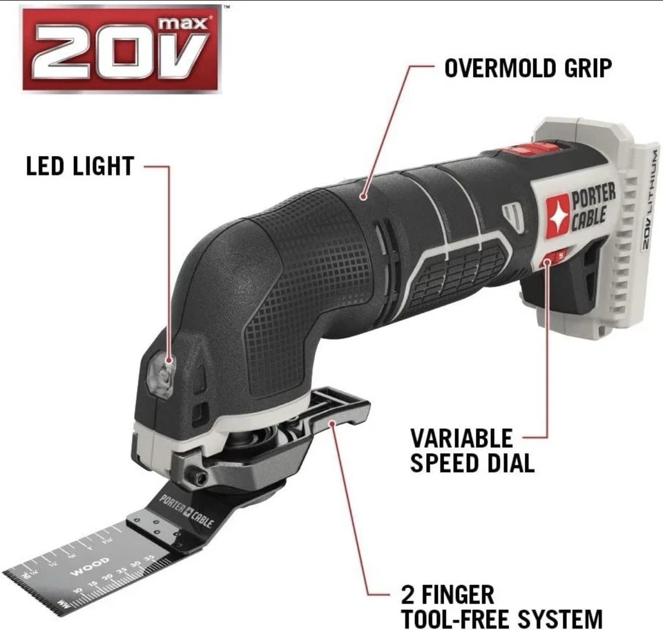 Porter Cable PCC710 20V MAX Cordless Oscillating Multi-Tool - 11 Piece - New - Image 2 of 4