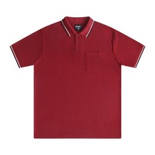 Mens Short Sleeve Polo Shirt Plain Solid Tipping Collar with Pocket M-3XL 240307