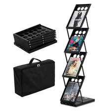 Magazine Display Rack Foldable 4-Tier Brochure Literature Display Stand Portable