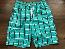 Nike Swim Trunks Men s Large Unlined Teal White Navy Striped
