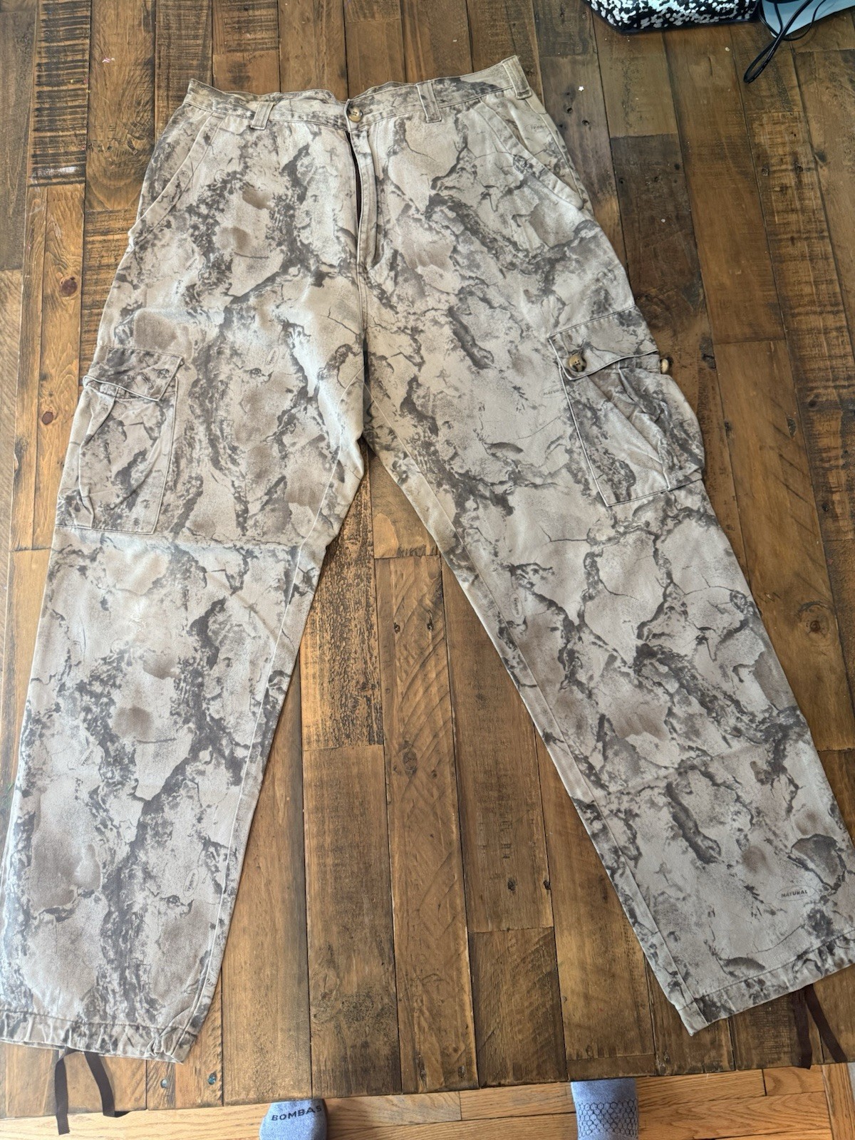 Vintage Natural Gear Camouflage Cargo Hunting Pants Mens Medium Tan Desert Camo