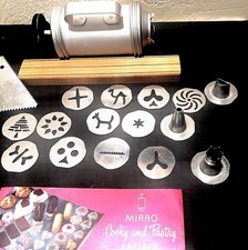 Vintage MIRRO Cookie Pastry Press 1950's Aluminum Original Box Spritz Cooky 18pc
