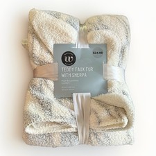 CVS Teddy Faux Fur Sherpa Blanket New 