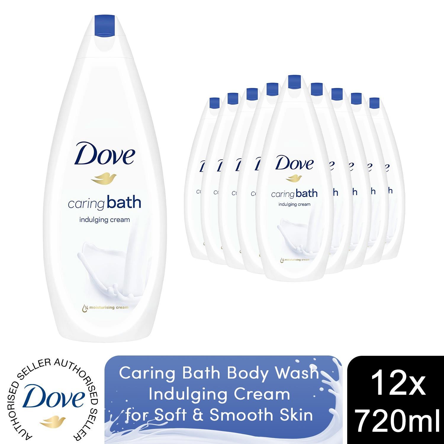 Dove Caring Bath Indulging Cream For Soft & Smooth Skin 720ml, 12 Pack