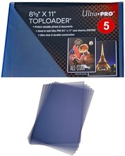 5 Ultra Pro 8.5x11 Toploaders Sleeves Memorabilia Photos Sheets New Storage