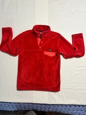 Patagonia Girls XL 14 Red Plush Fleece Snap Pullover Jacket Synchilla Style