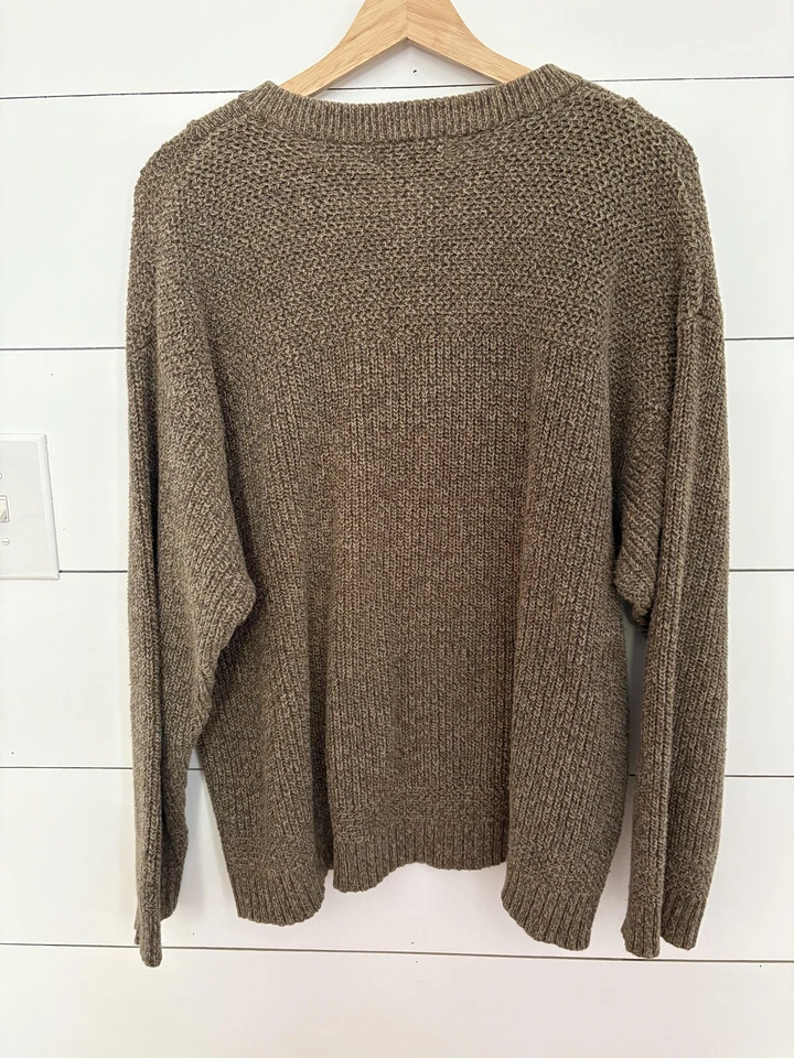 Suéter Natural Reflections Mujer XL Marrón Henley Tejido Pullover Hecho en Japón Foto 4 de 4