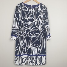 Phase Eight Dress Womens UK 14 Blue Abstract Floral Shift Modern Elegant