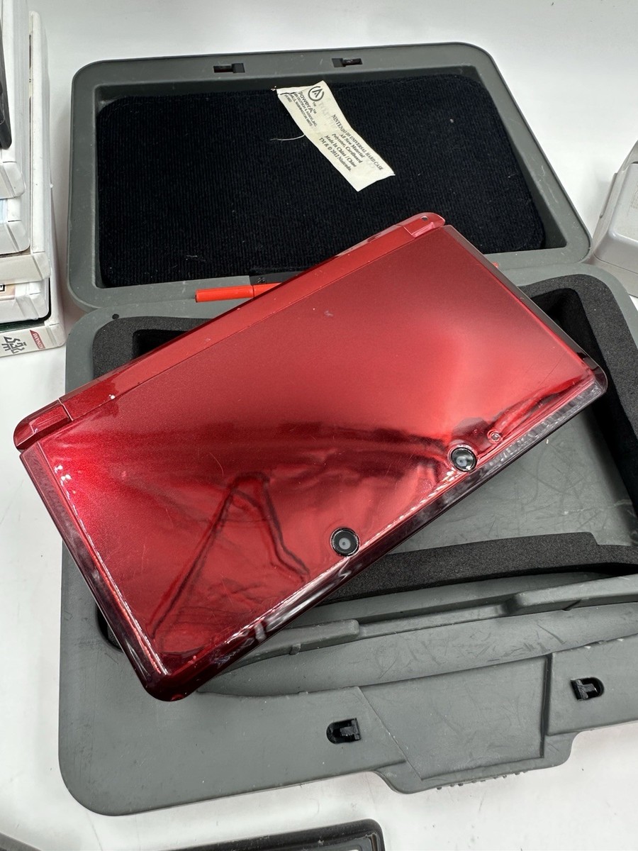 Nintendo 3DS Console Red w/ 25 GAMES Case 2gb SD Card Used Tested