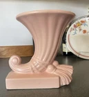 Antique McCOY Pottery PINK Cornucopia TASSEL Horn VASE Planter Matte VGC Haeger