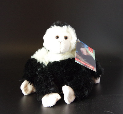 Aurora Plush Monkey Black and Cream Capuchin Style 8'' Stuffed Animal Toy New