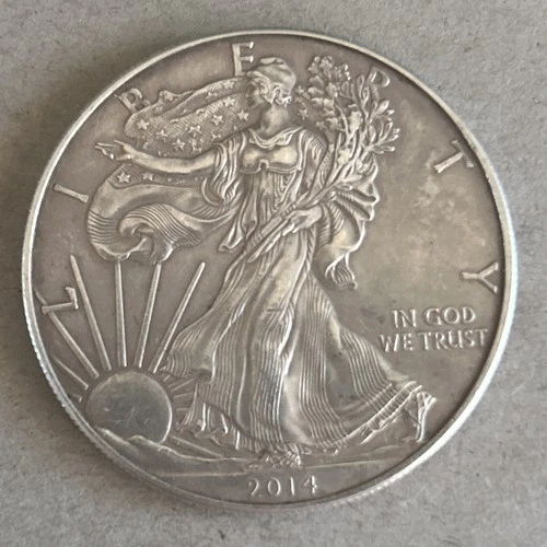 2014 Silver Eagle Dollar 1oz Fine Silver Nice Details And Great Patina Ungraded