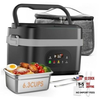Cordless Electric Heated Lunch Box for Adults, 6.3-Cups Rechargeable Self Gray