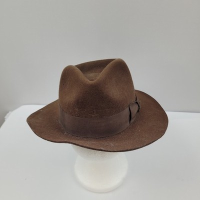 Indiana Jones Fedora Hut braun 100 % Wolle klassischer Stil Herren Größe S breite Krempe