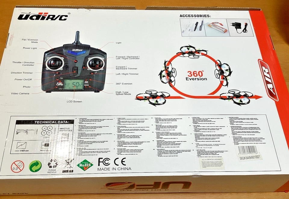 Udi RC UFO 2.4GHz 4Ch 6-Axis Quadcopter Drone (#U818A) w/Camera -OPEN BOX ITEM - Image 3 of 4
