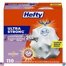 Ultra Strong 13 Gallon Trash Bags, Drawstring, Odor Control, 110 Count, Scented