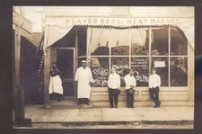 REAL PHOTO HONOR MICHIGAN DOWNTOWN MEAT MARKET BUTCHER SHOP POSTCARD COPY