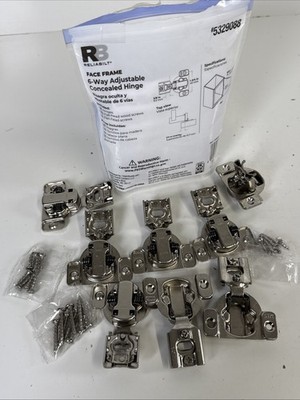 Reliabilt Face Frame 6-Way Adjustable Concealed 105° Cabinet Hinge Silver 8PACK