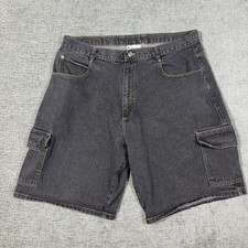 Cross Colours Cargo Shorts Men’s 38 Black Baggy Y2K Denim Made In USA Vintage