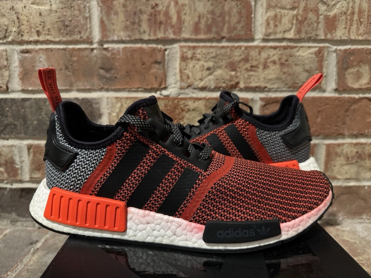 Adidas NMD R1 Knit Running Shoes Lush Red Black White S79158 Men's
