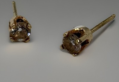 14K Gold Diamant Ohrstecker rund Solitär klein minimalistisch Nachlass Paar