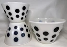 Vintage Fire King Milk Glass Black Polka Dot 3 Mixing Bowl Set Black Polka Dot