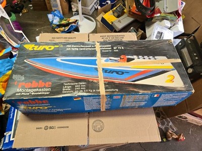 Vintage 80s Turo Robbe Race Racing  KORMORAN RC Boat W/Engine & Box