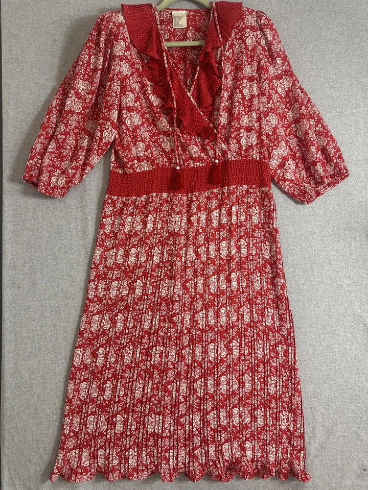 Antigo Anos 80 Diane Freis Original Georgette Floral Maxi M/L Cottage Romântico Boho - Imagem 3 de 4