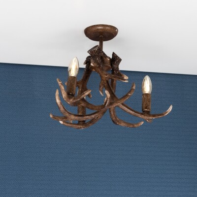 Geweih Design Decken Leuchte Rustikal Natur 3 Wege Wohnzimmer LED Leuchtmittel