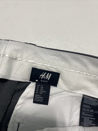Pantalones H&M Para Hombre Talla 33R Gris Calce Ajustado Pantalones Preppy - Imagen 2 de 4